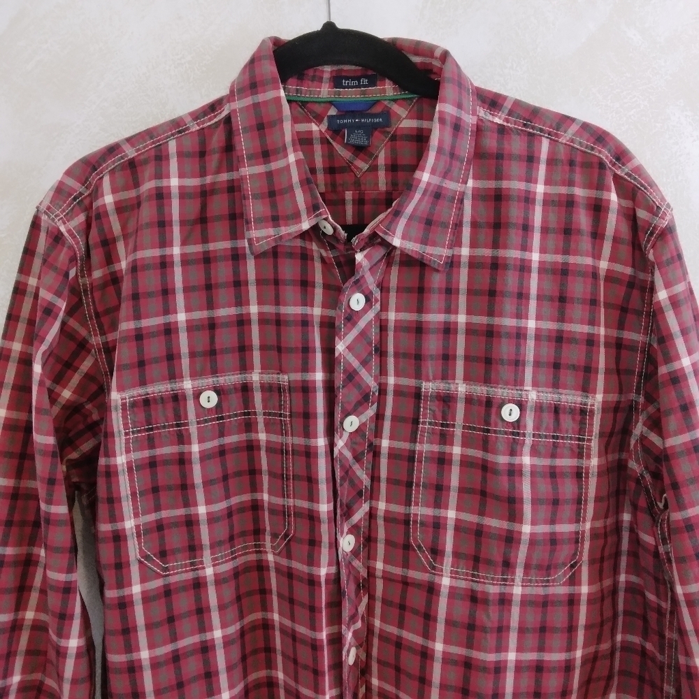 Tommy Hilfiger Trim Fit Long Sleeve Button Up Size Large
